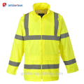 Seguridad Personalizada Hola Vis ANSI Capucha de Cinta Reflectante Impermeable Chaqueta de Lluvia Ligera de Alta Visibilidad Impermeable de Seguridad con capucha